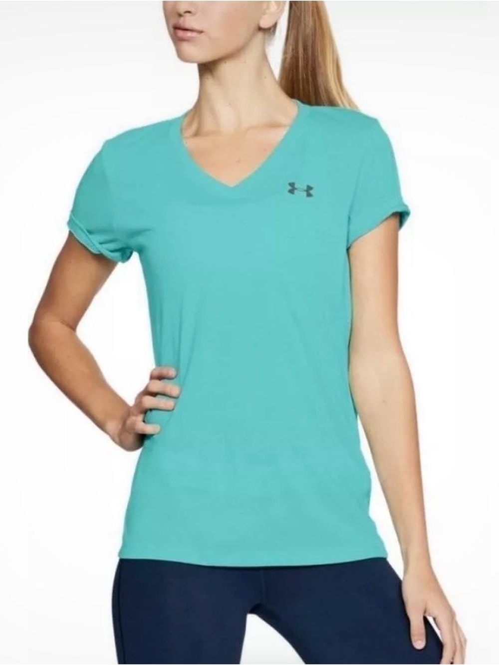 Under Armour Women’s V-Neck Performance Tee in Teal Size S